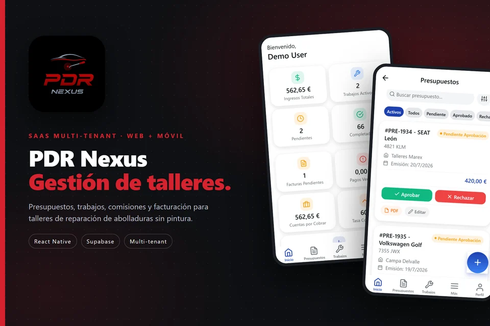 PDR Nexus, plataforma SaaS multi-tenant para talleres de reparación de abolladuras sin pintura